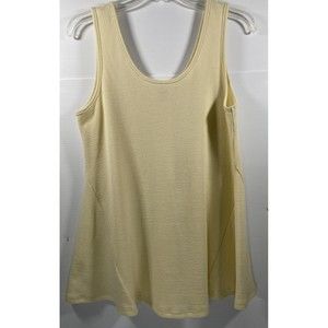 Umgee USA Womens Waffle Knit Tank Top Shirt Pale Yellow Oversized Size Small